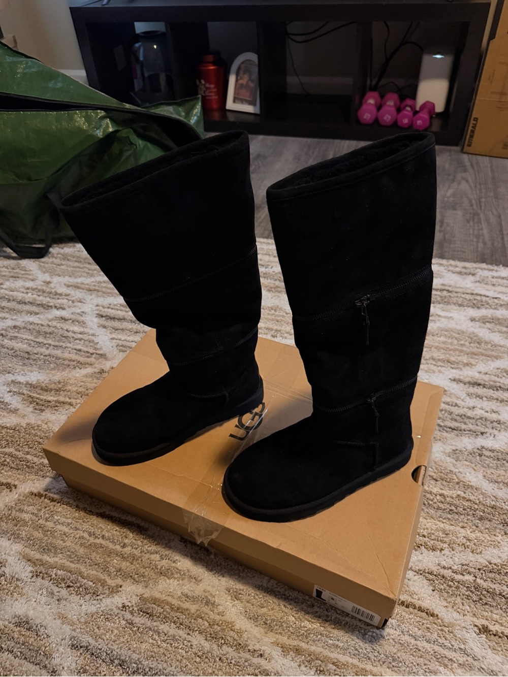 UGG Black Suede Over-the-Knee Zip Boots